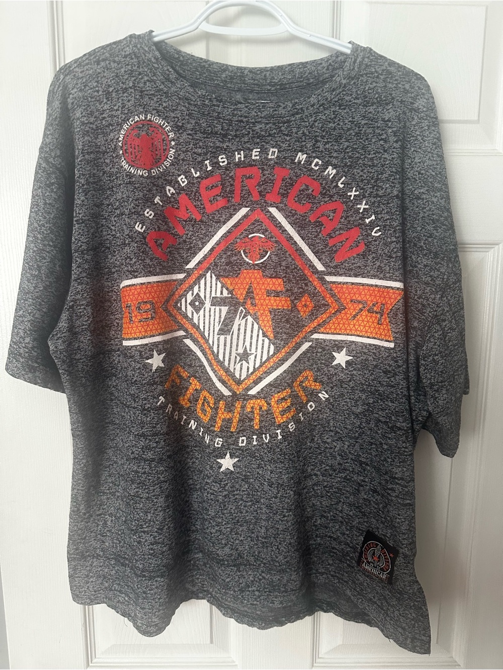 American Fighter men’s ' Gray Graphic Tee with Orange Accents